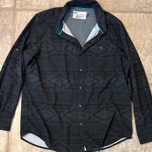 Chubbies Black Shirt with Blue Accents western Aztec print